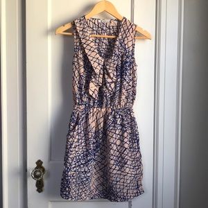 Cute Sleeveless pink with blue pattern dress